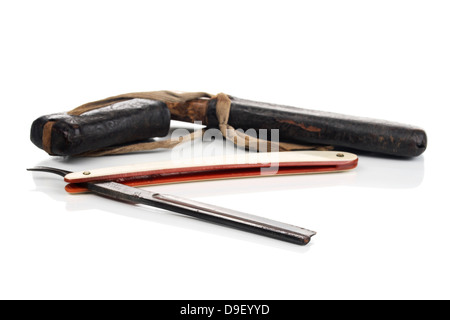 Alte Rasierer mit Fall alte Rasiermesser mit Etui Stockfoto