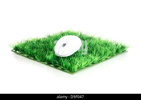 Computer-Maus auf Kunst-Rasen-Computer-Maus auf Kunstrasen Stockfoto