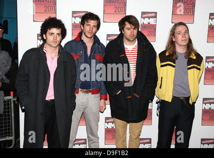 Jonathan Higgs, Jeremy Pritchard, Alex Robertshaw und Michael Spearman alles alles Shockwaves NME Awards 2011 statt in der O2 Academy Brixton - Ankünfte London, England - 23.02.11 Stockfoto