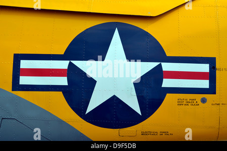 Nahaufnahme des Flugzeugs Insignia auf eine altmodische Warbird. Stockfoto