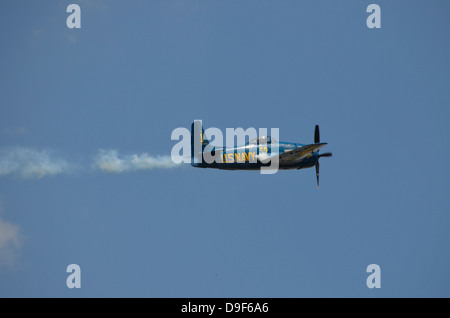 Eine Grumman F8F Bearcat im Flug in der Nähe von Lakeland, Florida. Stockfoto