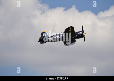 Eine Vought F4U Corsair im Flug in der Nähe von Lakeland, Florida. Stockfoto