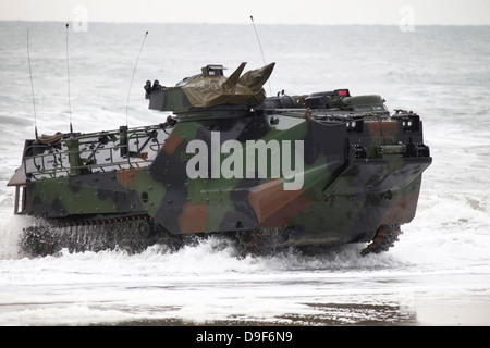 Eine amphibische Fahrzeug fährt in Richtung Onslow Beach. Stockfoto