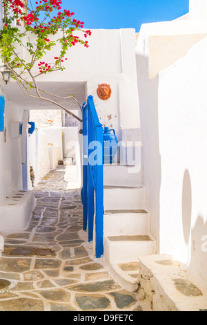 Traditionelle griechische Gasse auf Sifnos Insel, Griechenland Stockfoto