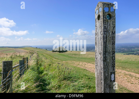 Blick von der South Downs Way Wanderweg, Sussex, England, UK Stockfoto