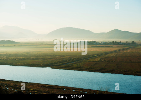 Morgennebel, Butrint, Albanien Stockfoto