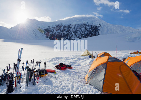 Camp 1, Klettern Expedition auf den Mount McKinley, 6194m, Denali National Park, Alaska, USA Stockfoto