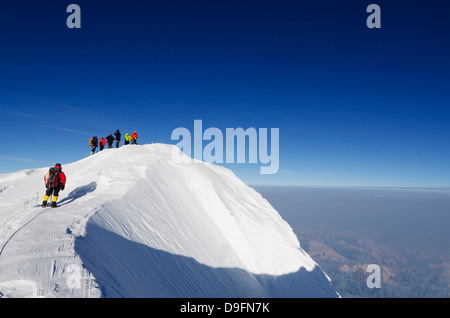 Gipfelgrat Klettern Expedition auf den Mount McKinley, 6194m, Denali National Park, Alaska, USA Stockfoto