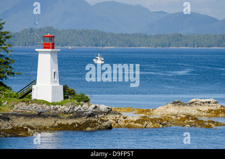 Dryade Punkt Leuchtfeuer, Bella Bella, Inside Passage, British Columbia, Kanada Stockfoto