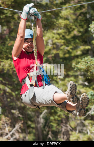 Hochseilklettern, Big Bear Lake, Kalifornien, USA Stockfoto