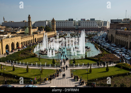 Blick von der Zitadelle in Erbil (Hawler) über den Basar, Hauptstadt von Kurdistan-Irak, Irak, Naher Osten Stockfoto