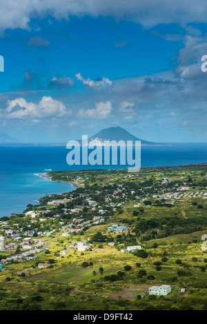 Blick auf St. Eustatius von Brimstone Hill Fortress, St. Kitts, St. Kitts und Nevis, Leeward-Inseln, West Indies, Karibik Stockfoto