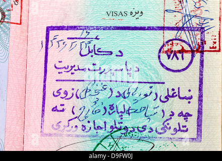 Visum-Stempel in Afghanistan Pass Stockfoto