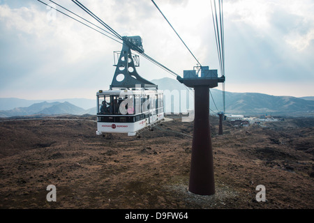 Seilbahn auf Mount Aso, Kyushu, Japan Stockfoto