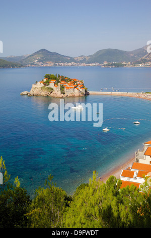 Sveti Stefan, Budva Bay, Budva Riviera, Montenegro Stockfoto