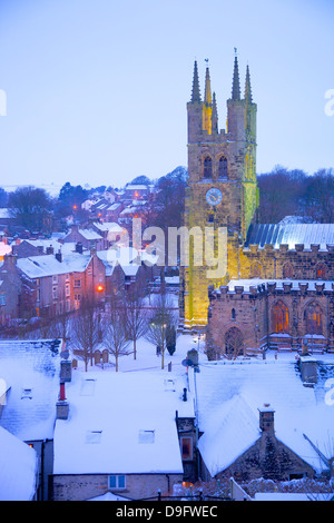 Kathedrale des Peaks im Schnee, Tideswell, Peak District National Park, Derbyshire, England, UK Stockfoto