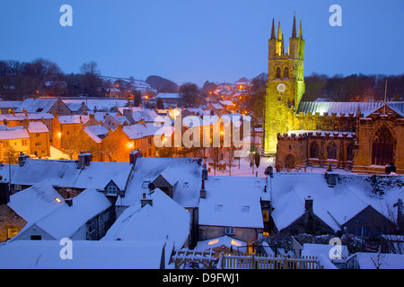 Kathedrale des Peaks im Schnee, Tideswell, Peak District National Park, Derbyshire, England, UK Stockfoto