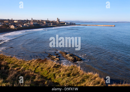 East Sands und dem Pier von der Klippe, St. Andrews, Fife, Schottland Stockfoto