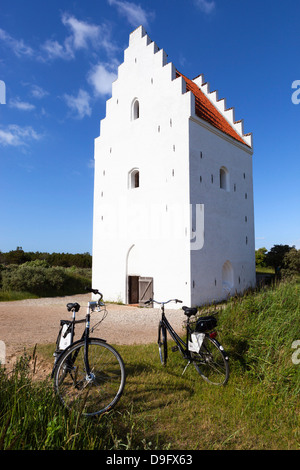 Turm von Den Tilsandede Kirke (Kirche Buried) begraben durch Sandverwehungen, Skagen, Jütland, Dänemark Stockfoto