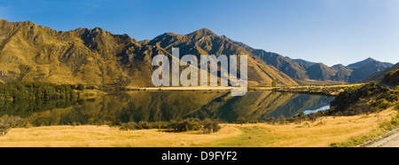 Am frühen Morgen Reflexionen, Lake Moke, Queenstown, Otago, Südinsel, Neuseeland Stockfoto