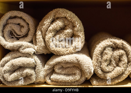 Nahaufnahme eines Stapels von Handtüchern Stockfoto