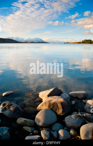 Lake Tekapo bei Sonnenuntergang, Southern Lakes, Region Canterbury, Südinsel, Neuseeland Stockfoto