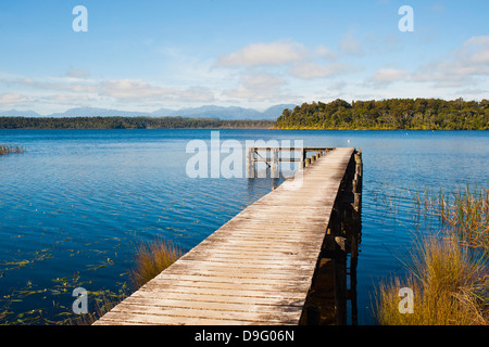 Anlegestelle am See Mahinapua, West Coast, Südinsel, Neuseeland Stockfoto