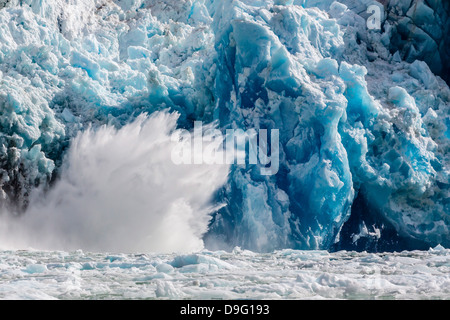 Süden Sawyer Gletscher Kalben, Tracy Arm-Ford Terror Wildnis Bereich, südöstlichen Alaska, USA Stockfoto