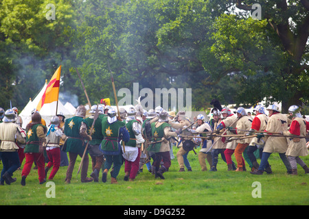 Schlacht von Bosworth Field Reenactment, Market Bosworth, Leicestershire, England, UK Stockfoto