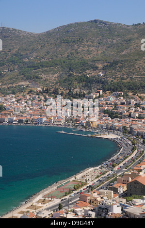 Blick über Samos Hafen und Stadt, Insel Samos, östliche Sporaden, griechische Inseln, Griechenland Stockfoto