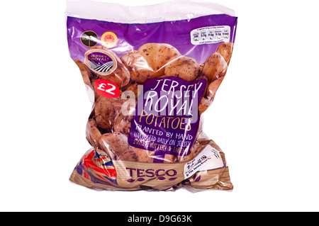 Tasche von Tesco Jersey Royal Kartoffeln Stockfoto