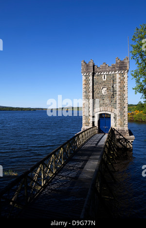 Pumpen-Turm, Vartry Stausee in der Nähe von Roundstone, County Wicklow, Irland Stockfoto