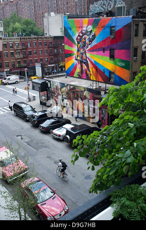 Alfred Eisenstaedt iconic VJ Day am Times Square Kuss Graffiti Künstlers Eduardo Kobra, Chelsea London in der Nähe von The High Line, New York Stockfoto