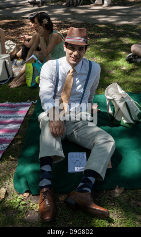 Picknick auf Governors Island im New Yorker Jazz-Thema Stockfoto
