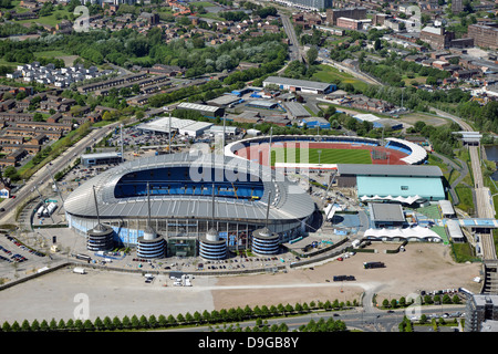 Luftaufnahme von Manchester City Football Club Stockfoto