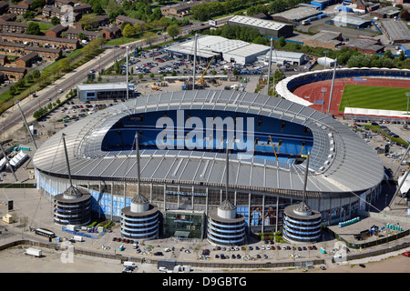 Luftaufnahme von Manchester City Football Club Stockfoto