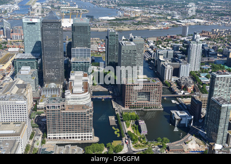 Luftaufnahme von Canary Wharf Stockfoto