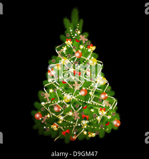 Weihnachtsbaum auf schwarzem Hintergrund. Eps10 Vektor-illustration Stockfoto