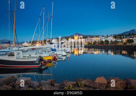 Boote im Hafen von Akureyri, Eyjafjordur, Akureyri, Island Stockfoto