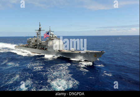 Der geführte Flugkörper Kreuzer USS Princeton. Stockfoto