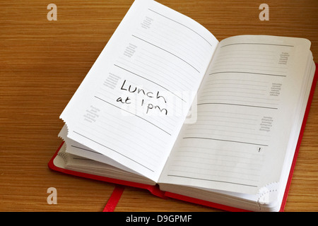 Generische Tagebuch zeigt Mittagessen Termin Stockfoto