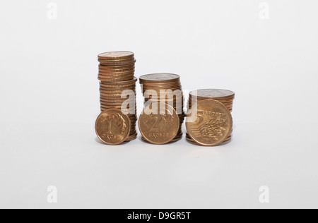 Polnische Geld Münzen auf weißen backgroung Stockfoto