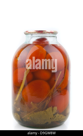 Eingelegte Tomaten in Glas Stockfoto