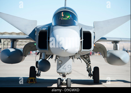 Ein Saab JAS - 39C Gripen der schwedischen Luftwaffe. Stockfoto