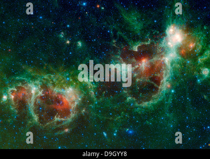 Infrarot-Mosaik der Herzen und Seele Nebel im Sternbild Cassiopeia Stockfoto