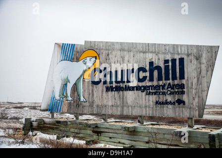 Zeichen für die Churchill Wildlife Management Area, Wapusk-Nationalpark, Manitoba, Kanada Stockfoto