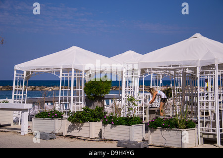 Cafe am Meer in Tel Aviv Stockfoto