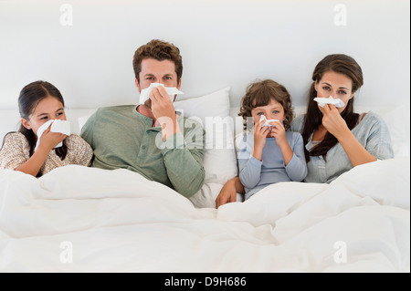Familie Kälte leidet Stockfoto