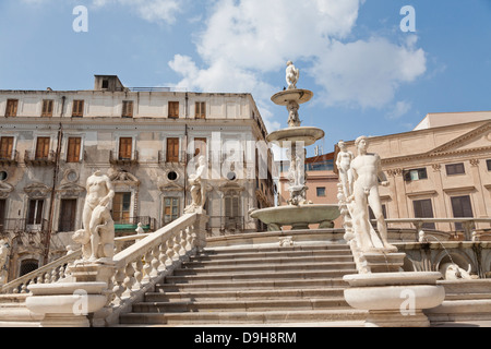 Piazza Pretoria, Pretoria Brunnen Fontana della Vergogna, der Brunnen der Scham, Palermo, Sizilien, Italien Stockfoto