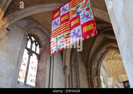 Banner in Peterborough Kathedrale, England Stockfoto